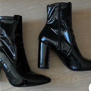Women's Black Patent Leather Ankle Boots